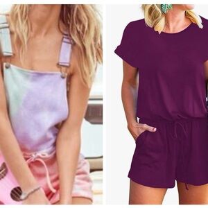TWO rompers xl purple and tiedye